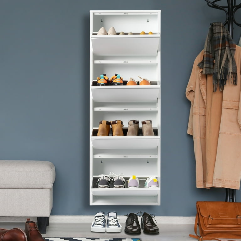 The Container Store 12-Tier Overdoor Shoe Rack White, 22-5/8 x 9-1/4 x 77 H