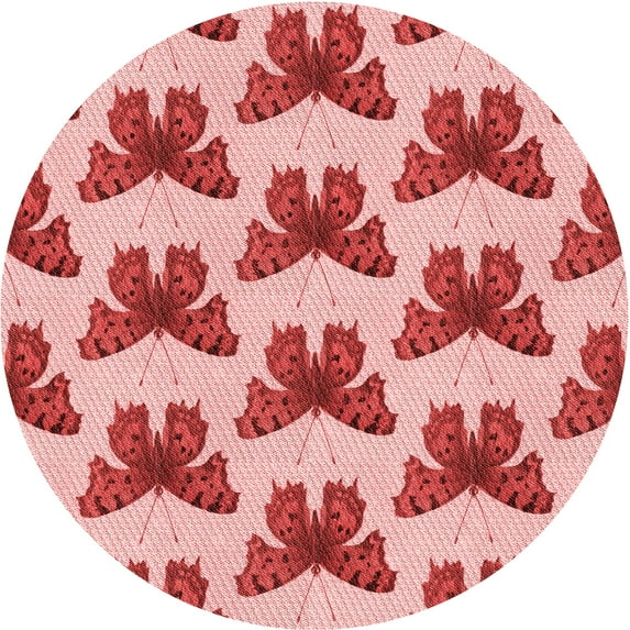 Ahgly Company Indoor Round Patterned Pastel Pink Area Rugs, 8' Round