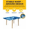 thumbnail image 2 of Blue Tie Dye Rectangle Tablecloth, Waterproof Elastic Fitted Table Covers for 6 Foot Tables, 32x72inch Decorative Tablecloths for Picnic, Camping, Outdoor, Boho Ethnic Abstract Ombre Pattern Art, 2 of 6