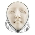 thumbnail image 3 of Goddess Face Hand Carving Bison Bone 925 Sterling Silver Adjustable Ring, 3 of 4