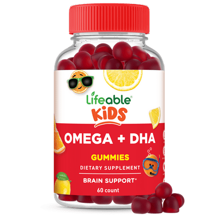 Lifeable Omega 3 for Kids Gummies | with Vegan DHA Supplement | Kids Omega 3 Fish Oil Alternative from Plant Based Flaxseed Oil | Great Tasting Omega 3 Supplement | 60 Gummies
