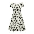 thumbnail image 2 of SCRAWLGOD Dog Paw Print Dress Women Casual Summer Dresses Midi Length with Sleeves Elastic Women's Summer Short Sleeve A-Line Midi Dresses with Wide Neck for Vacations Size S, 2 of 7