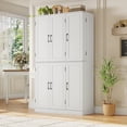 thumbnail image 4 of 67" Kitchen Pantry Storage Cabinet, Large Food Pantry with 5 Doors & 9 Adjustable Shelves, Buffet Hutch with Pull-Out Shelves & 3-Tier Door Shelves for Kitchen, Dining Room, 4 of 10