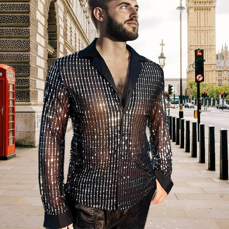 Disco Shirt Mens Sequin Shirt Uk Men's Luxury Sequin Glitter Long Sleeve Silk Disco Party Shirt Disco Shirt Mens Sequin Shirt Uk Men's Luxury Sequin Glitter Long Sleeve Silk Disco Party Shirt