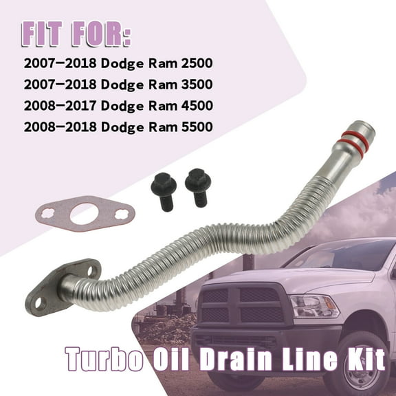 Turbocharger Oil Return Drain Line Tube Kit for Dodge Ram 6.7L Cummins Diesel