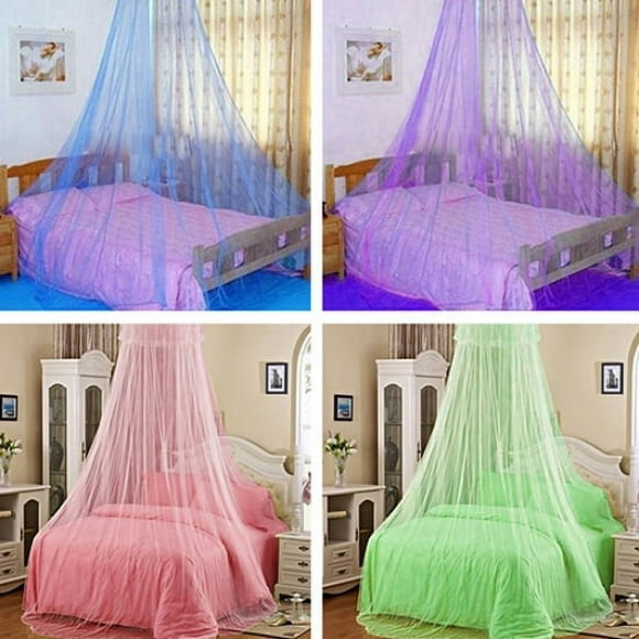 HEVIRGO Mosquito Net Bed Canopy, Elegant Lace Insect Bed Canopy Netting Curtain Round Dome Mosquito Net Bedding, Purple