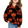 thumbnail image 6 of Mercatoo Girls Halloween Hoodies Kids Ghos𝐭 Pumpkin Graphic Hoodie Long Sleeve Cute Cat Ear 𝐇ooded Sweatshirts Pockets, 6 of 9