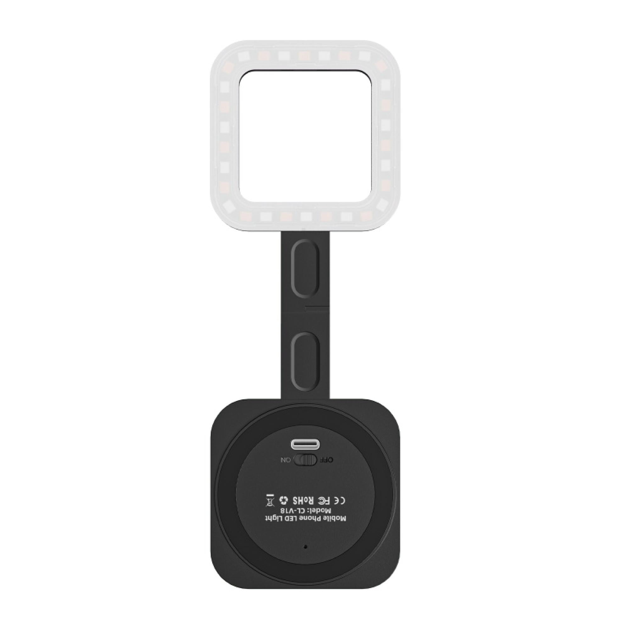 GlowOn Magnetic Selfie Ring Light – 6 Light Modes, USB-C Rechargeable – Compatible with MagSafe & Magnetic Phones – Black
