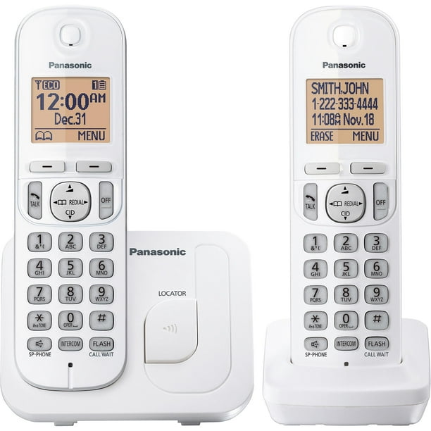 Teléfono inalámbrico Panasonic KX-TGC202W con pantalla de 1.6 pulgadas, 2 auriculares
