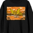 thumbnail image 2 of Godzilla Classic King Ghidora and Pagoda in Japanese Style Adult Black Crew Neck Sweatshirt-XXL, 2 of 3