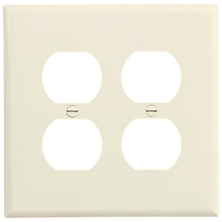 2 Duplex Wall Plate - Cooper PJ82LA Light Almond Mid-Size Unbreakable Two Gang Duplex Receptacle Wall Plate