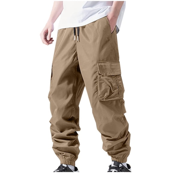 Klisyaur Men Cargo Pants Full Length Wide Leg Trendy Streetwear Causal Loose Fitting Pants with Pockets
