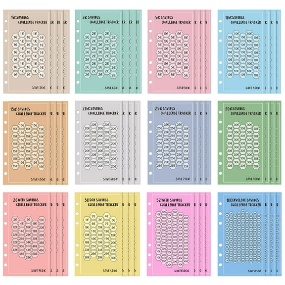 LABSERRON 48Pcs Colorful Rectangular Paper Envelopes For Saving Challenge Money Saving Binder