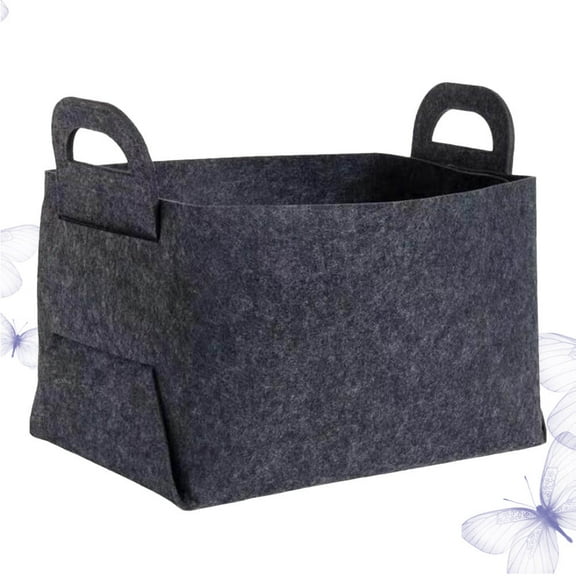 Raindrops Felt Laundry Basket Rectangular Shape Black 1Set