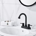 thumbnail image 5 of 4 Inch Centerset Matte Black Bathroom Faucet with Pop-Up Sink Drain, Bathroom Vanity Sink Faucet 3-Hole Stainless Steel High Arc, Supply Utility Hose for Laundry Faucet 2 Handles with Overflow, 5 of 8