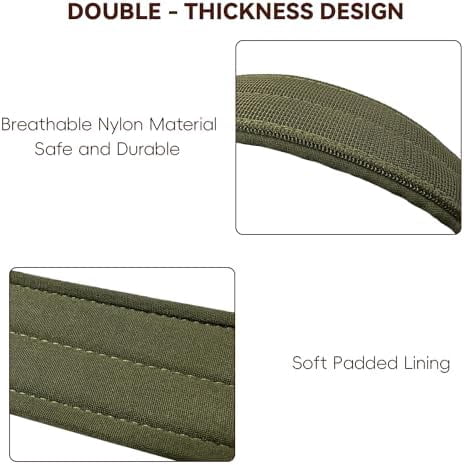 Heavy Duty Dog Collar for Large Dogs, Tactical Dog Collars with Metal Buckle & D Ring, 1.5" Width Thick Adjustable Nylon Collar for Medium Dogs, Army Green/XL