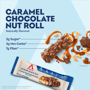 Atkins Snack Bar, Caramel Chocolate Nut Roll, 7g of Protein, Keto Friendly, 8 Count