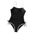 thumbnail image 7 of Shadoumai Girls Swimsuit One Piece Size 12-14 Scalloped Tankini with Shorts Quick Drying Solid Color Beach Skirt Cute Ruched Bathing Suit Beach Swimwear Spaghetti Strap, 7 of 7