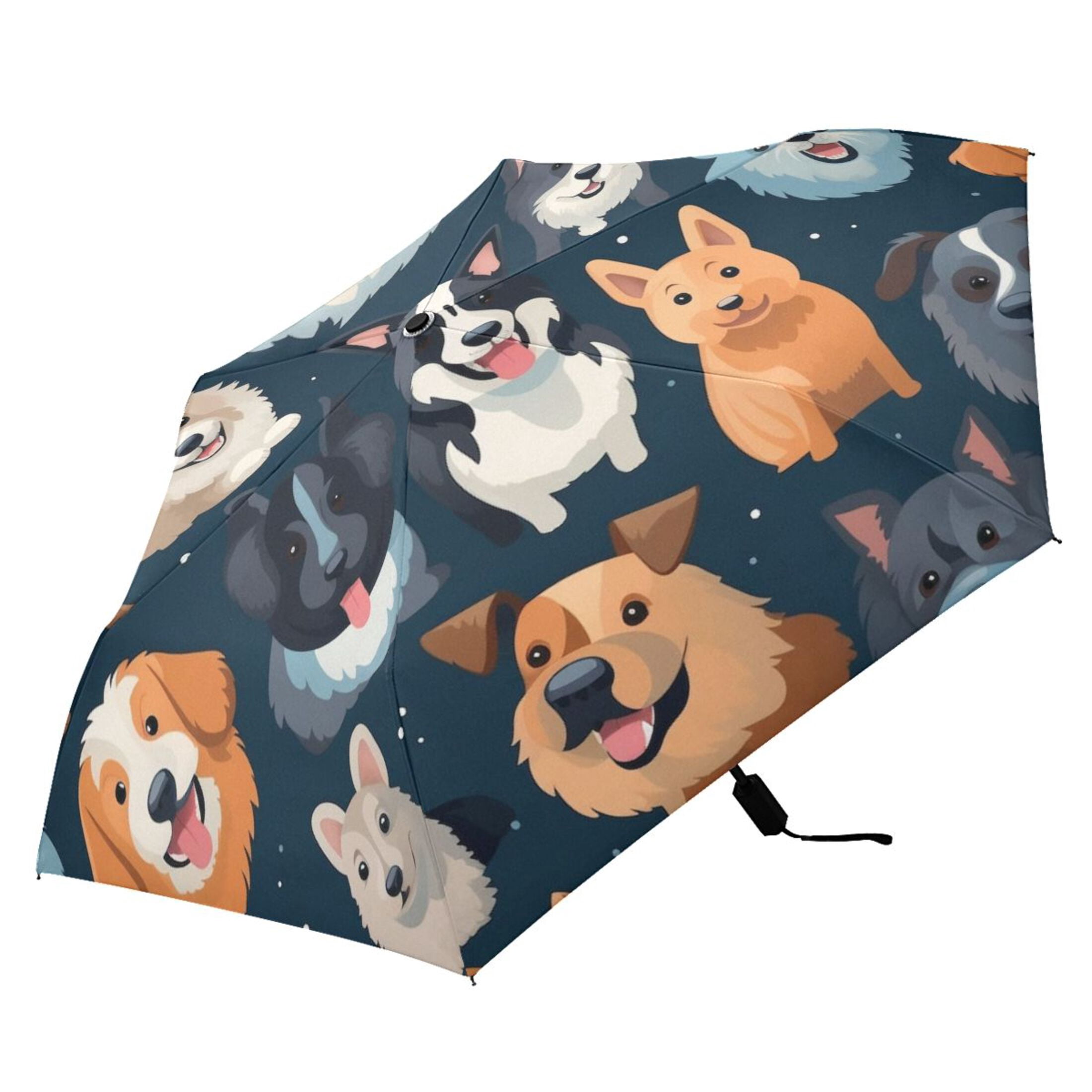 Various Happy Dogs Compact Sun Umbrella Windproof Travel Umbrellas for Rain Strong Portable UV Protection