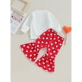 thumbnail image 4 of Bslissey Valentine's Day Toddler Girls 2Pcs Outfits Long Sleeve Letter Print Sweatshirt + Heart Print Flare Pants 6M 12M 18M 24M 3T Infant Girl Casual Daily Clothes, 4 of 9