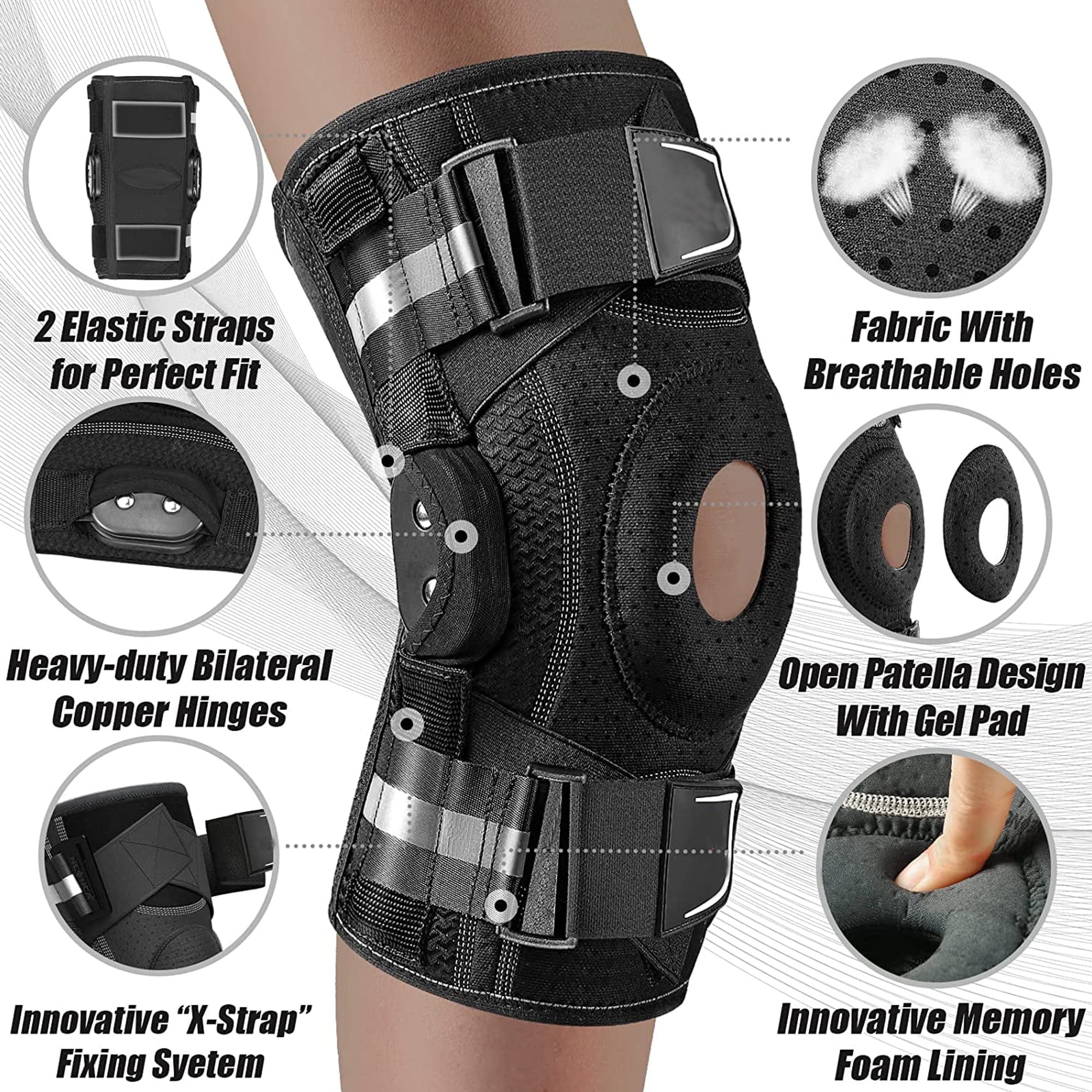 Daretodo Hinged Knee Brace for Men Women,Knee Brace for Men,Knee Brace for Women,for Post-Op Recovery and Injury Rehabilitation, Meniscus Tear, ACL, PCL(2XL)