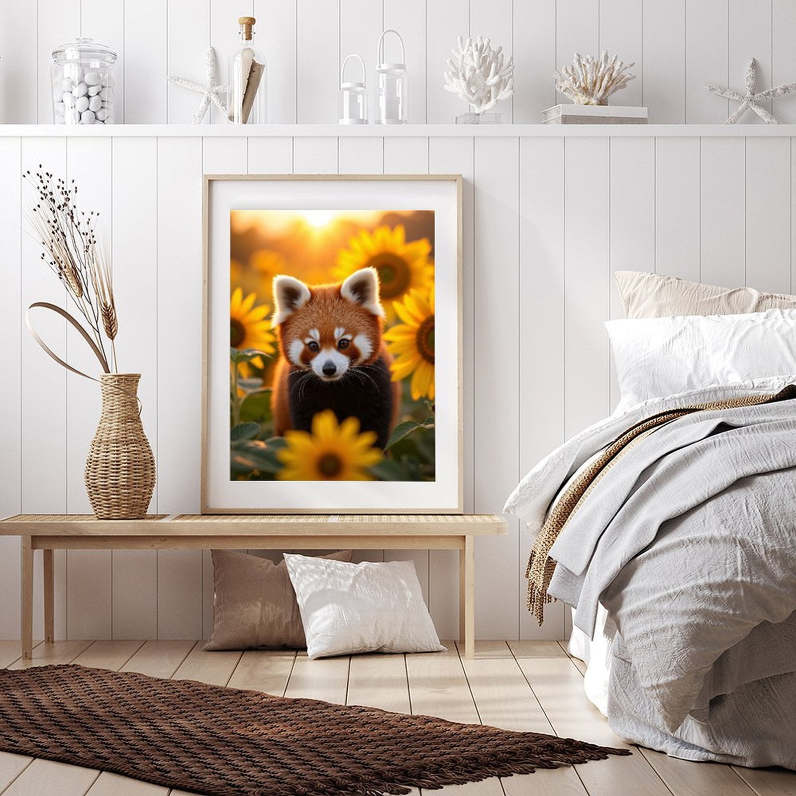 Diamond Art Kits for Adults - 5d Red Panda Among Sunflowers Sunset Diamond Painting for Adults, Diamond Art for Adults Beginners, Diamond Painting Kits for Adults for Home Wall Decor