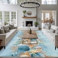 thumbnail image 3 of Large Area Rugs for Living Room Bedroom, Beach Coastal Blue 8'x10' Rug Washable Carpet Runner Indoor Outdoor, Nautical Shell Starfish Coral Summer Non Slip Floor Mats Rug for Kitchen, Patio, 3 of 8