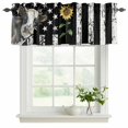 thumbnail image 2 of 2 Pack Valances for Windows, Vintage American Flag Window Valances for Living Room/Bedroom/Bathroom, Farmhouse Cow Sunflowers Light Filtering Kitchen Curtain Valance Window Treatment 60"W x18" L, 2 of 9