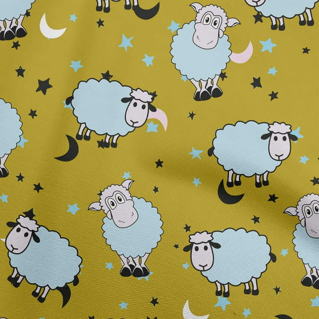 oneOone Polyester Spandex Lime Green Fabric Kids Sheep Sewing Craft Projects Fabric Prints By Yard 56 Inch Wide