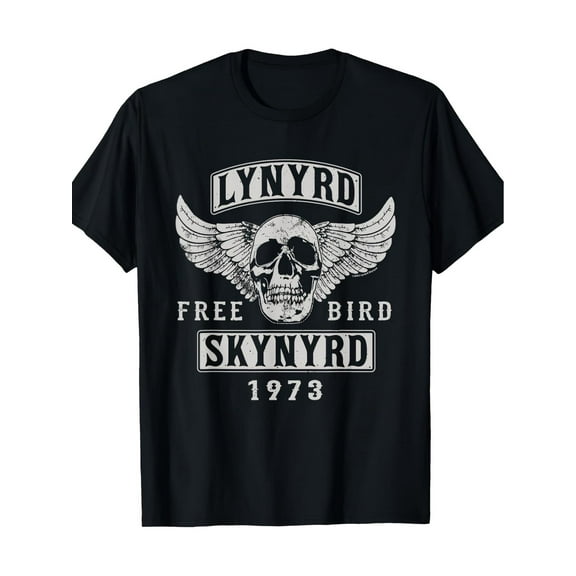 Free Bird Skull 1973 T-Shirt, Men's Cotton Shoulder T-Shirt