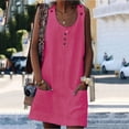 thumbnail image 2 of Athletic Dress For Women Sevevn Women's Summer Comfortable Casual Solid Sleeveless Round Neck Button Pocket Dress Short Dress Womens Summer Dresses, 2 of 6