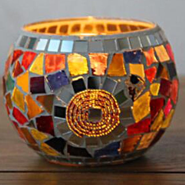 Portaves de cristal de mosaico, portaves de té, regalos artísticos hechos a man decoración de estar, dormitorio, decoraciones de fie Irregur Colorido Baoblaze Porta vela