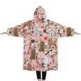 thumbnail image 2 of Oversized Wearable Blanket Hoodie,Poodle Dog and Flower Floral Sherpa Blanket Hoodie with Super Pockets,Super Warm Fuzzy Pullover for Women & Men, 2 of 6