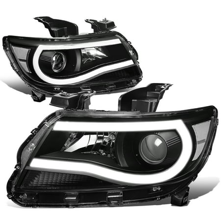 For 2015 to 2019 Chevy Colorado Pair Front Driving 3D LED DRL Tube Bar Projector Headlight Headlamps Black / Clear 16 17 (Best Led Driving Lights 2019)