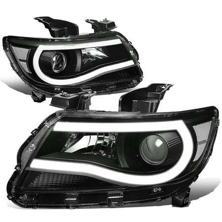 Twin Tube Front Chevy For 2015 to 2019 Chevy Colorado Pair Front Driving 3D LED DRL Tube Bar Projector Headlight Headlamps Black / Clear 16 17 18 ()