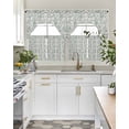 thumbnail image 4 of Turquoise Farmhouse Swag Kitchen Curtains Sets for Windows 24 Inch Length, Vintage Flower Leaf Botanical Plant Short Window Curtain Panels Swags Valances and Tiers 3 Piece Set for Cafe/Dining Room, 4 of 5