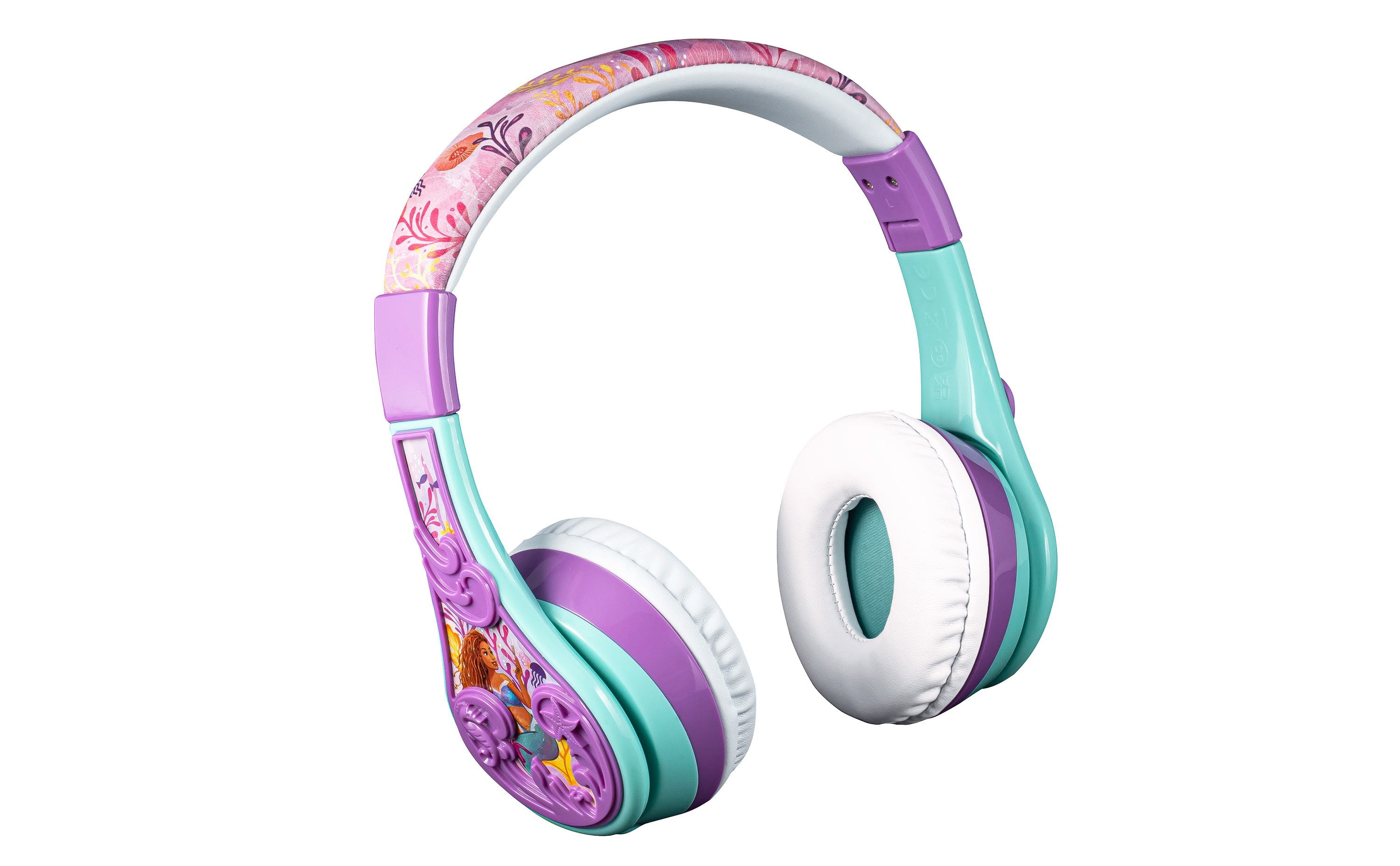 eKids The Little Mermaid Bluetooth Headphones for Kids, Wireless Headphones with Microphone Includes Aux Cord, Volume Reduced Kids Foldable Headphones for School, Home, or Travel