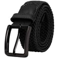 thumbnail image 2 of Falari Black Buckle Men Canvas Elastic Fabric Woven Stretch Braided Belt Black L, 2 of 5