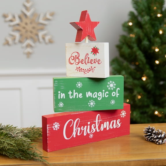 Northlight Believe in the Magic of Christmas Wooden Tree Sign - 12.5"