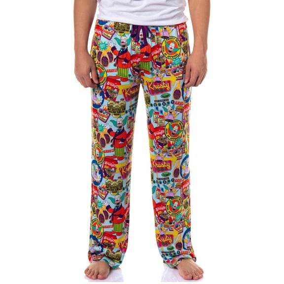 The Simpsons Lounge Pants Men's Krusty Clown Inspired Design Adult Sleep Pajamas