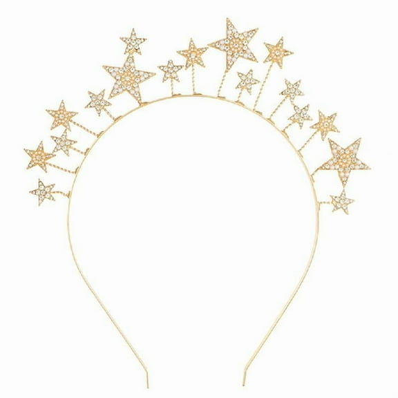 Yokua Shinning Rhinestone Star Shape Headband Bride Hairband Wedding Show Tiaras