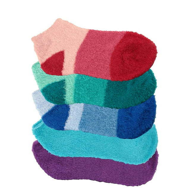Women's Extra Large Super Aloe Infused Fuzzy Nylon Socks (5 Pairs