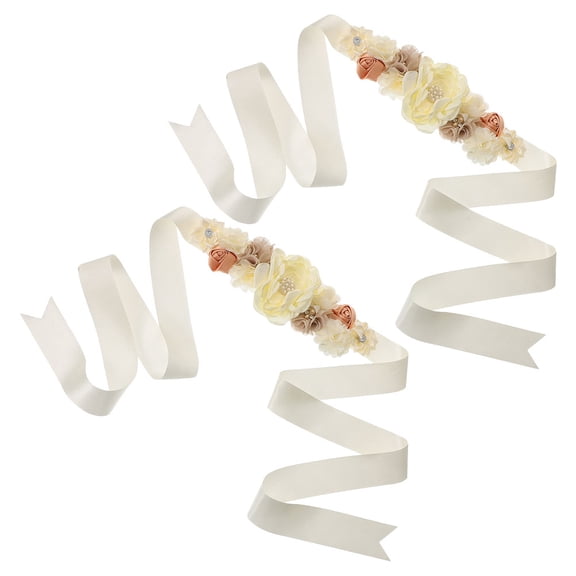 AURARMLET 2Pcs Versatile Floral Beige Pregnancy Sash Belt with Adjustable Size for Maternity Events