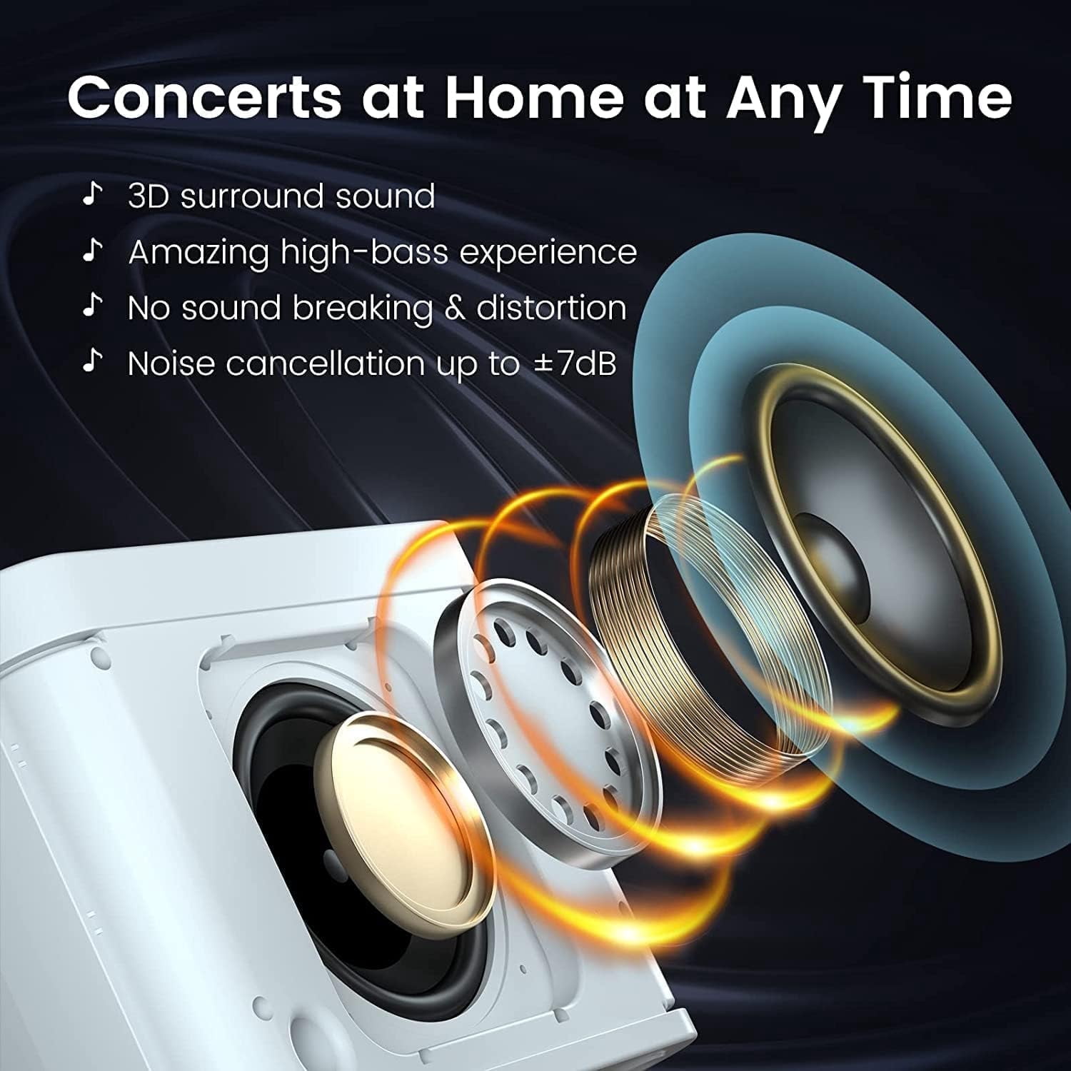 Karaoke Machine with 2 Wireless Mics, Portable Bluetooth Speaker for TV Singing, Home Party & Gifts for Adults, Kids, Boys & Girls White