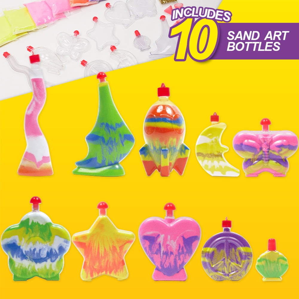 Toymingle Super Sand Art Kit - Design 10 Glow & Sparkle Bottles, Ages 6+