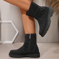 thumbnail image 4 of Lovzfmll Ankle Boots for Women, Round Toe Boots Side Zipper Low Heel, Low Heel Buckle Chunky Boots Casual Black Boots, 4 of 9