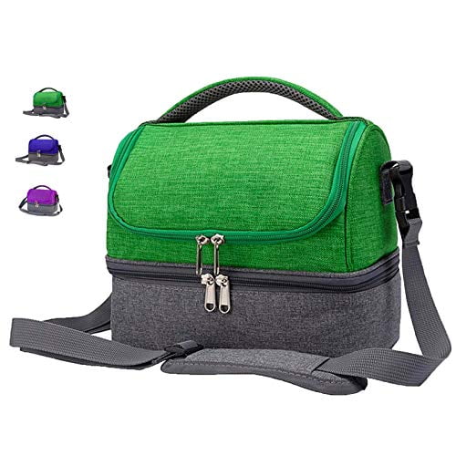 Insulated Lunch Bag Dual Compartment Cooler Lunch Box Tote School Picnic Work 