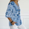 thumbnail image 5 of Tutolipy Blue Mandala Print Linen-Style Imitation Linen Blouse, Casual Linen-Like Women Short Sleeve shirts for Spring Outdoor Vacation, Size 5X-Large, 5 of 9
