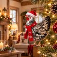 thumbnail image 4 of Chicken Christmas Ornament Acrylic Chicken with Christmas Hat Pendant Holiday Party Christmas Tree Decorations Hen Hanging Pendant Gift, 4 of 6