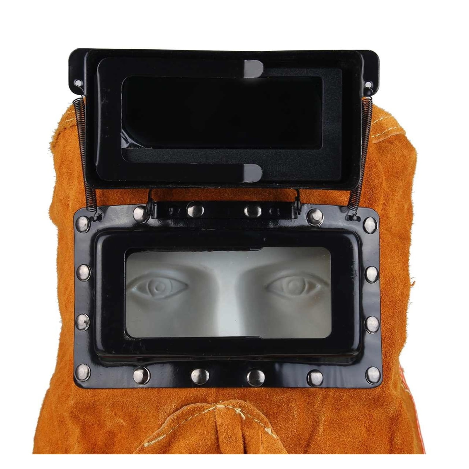 Yellow Head-Mounted Leather Hood Grinding Solar Auto Darkening Filter Lens Welder Leather Hood Welding Breathable Helmet Mask ,Great Choice